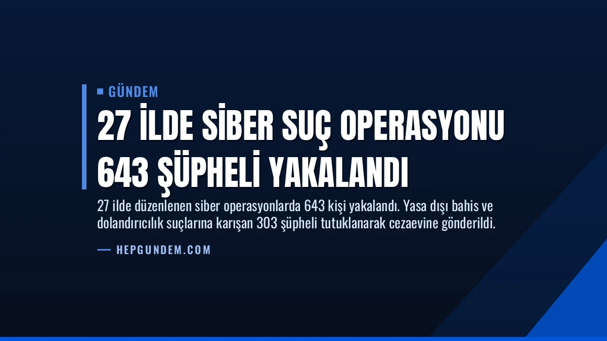 27 İlde Siber Suç Operasyonu 643 Şüpheli Yakalandı