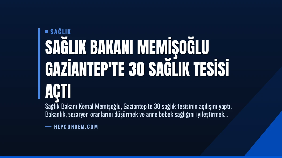 Sağlık Bakanı Memişoğlu Gaziantep’te 30 Sağlık Tesisi Açtı